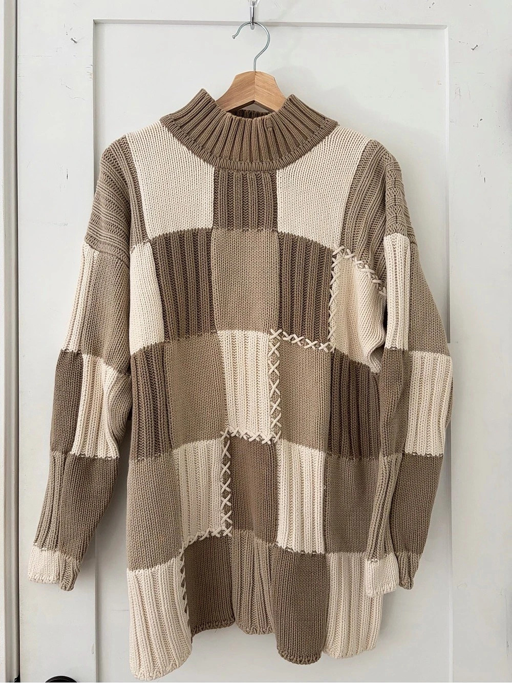 Real Clothes Color Block Cotton Turtleneck Size Large
